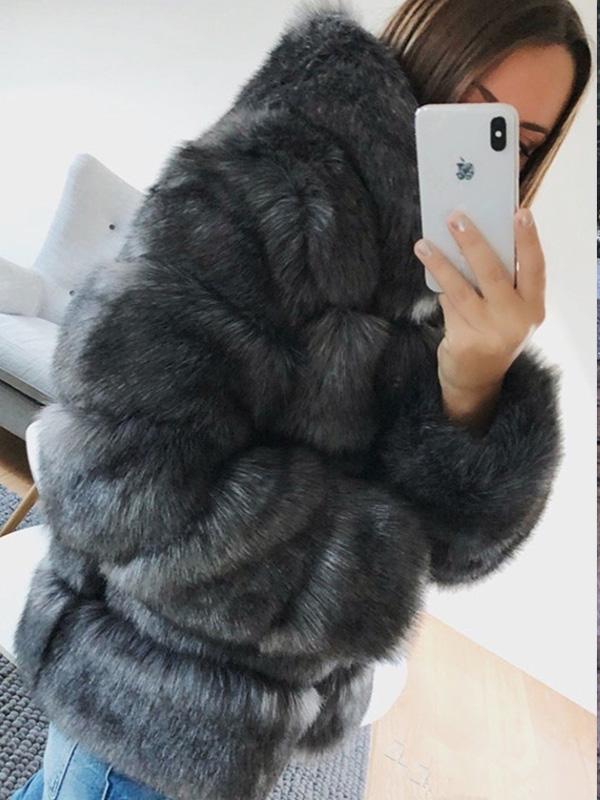 Turtle Neck Long Sleeve Elegant Fur  Woman Coats