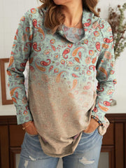 Tribal Cotton Blends Cowl Neck Shirts & Tops
