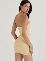 Articat  Strapless Flower Mesh  Dress