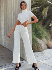 Turtleneck Knit Hollow Out Jumpsuit