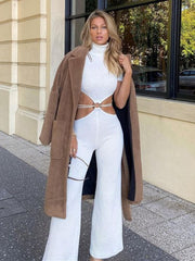 Turtleneck Knit Hollow Out Jumpsuit
