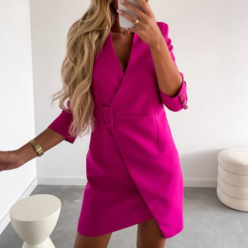 Fashion Solid Blazer Mini Dress