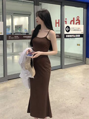 Autumn Pure Sleeveless Sheath Hotsweet Korean Popular Midi Dresses