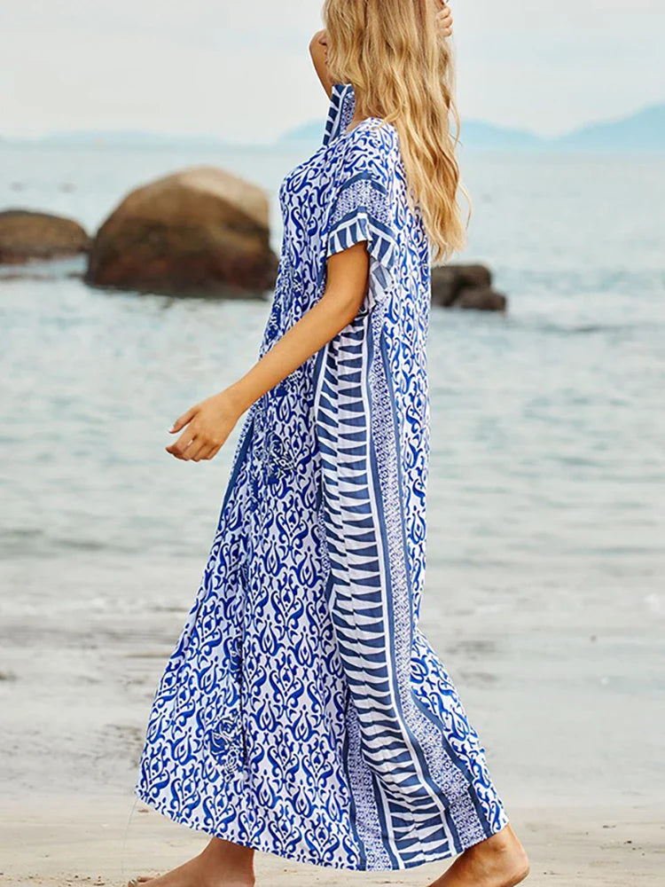 Elegant Swimsuit Cover Up Robe De Plage Vestidos Playa Maxi Dress