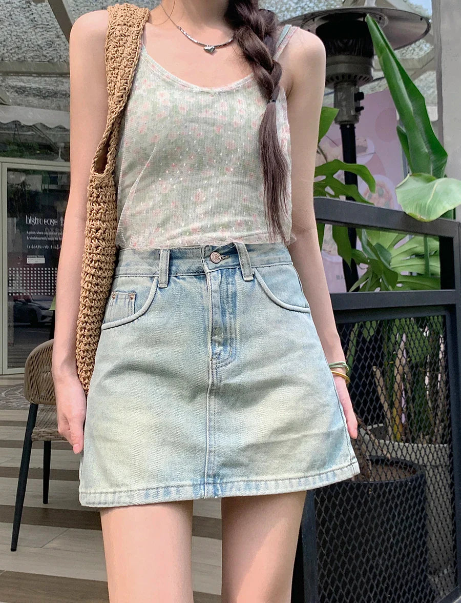 Streetwear Retro Casual A-line Mini Skirt