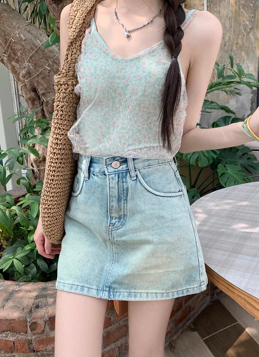 Streetwear Retro Casual A-line Mini Skirt