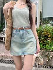 Streetwear Retro Casual A-line Mini Skirt