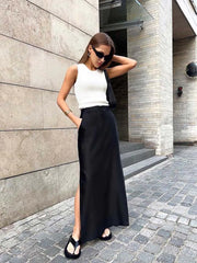 Loose Black Long Skirts A-Line Elegant Summer Skirt