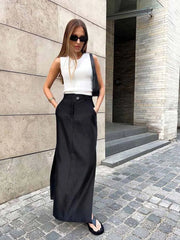 Loose Black Long Skirts A-Line Elegant Summer Skirt