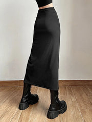 Split Black Casual All-Match Hot Street Women's Skirt