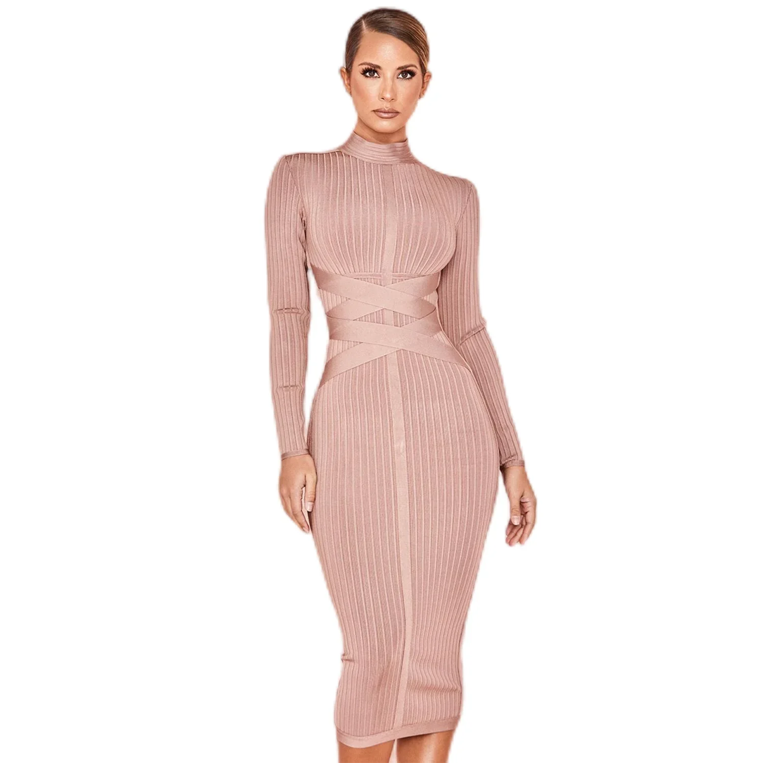 Elegant Vintage Formal Occasion Midi Bodycon Dress