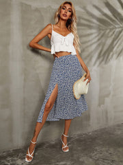 Split Floral Print Skirt