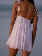 V-neck High Waist Loose Causal Mini Dresses
