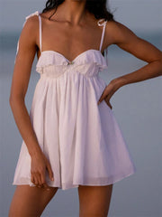 V-neck High Waist Loose Causal Mini Dresses