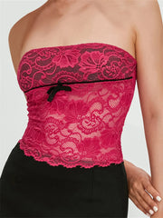 Lace Tube for  Strapless Y2K Off Shoulder Aesthetic Cropped Summer Mini Vest Streetwear  New Crop Top