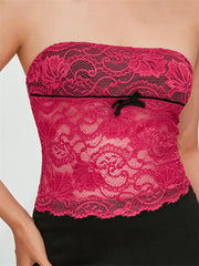 Lace Tube for  Strapless Y2K Off Shoulder Aesthetic Cropped Summer Mini Vest Streetwear  New Crop Top
