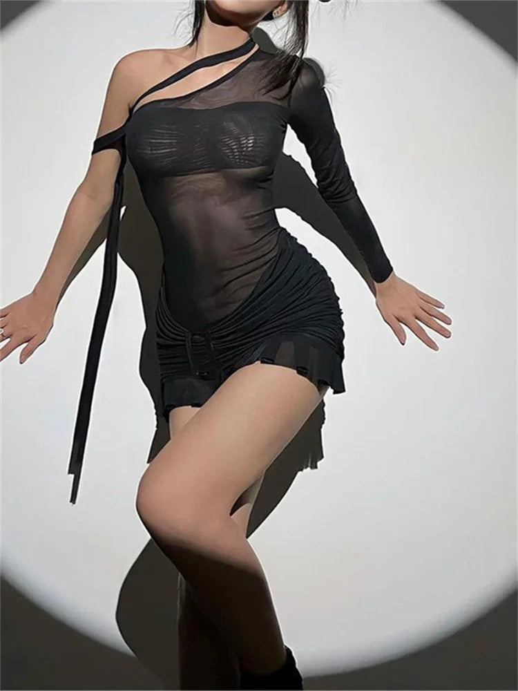 Sheer See Through Long Sleeve Mini Dresses – Vvhou