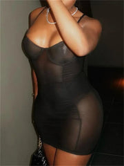 Mesh See Through  Summer Mini Dresses