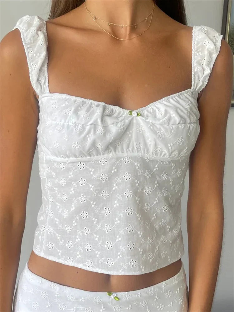 Retro  Sleeveless Lace Low Cut Slim Fit Fairycore Grunge  Backless Tie-up Clubwear Crop Top