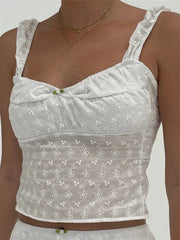 Retro  Sleeveless Lace Low Cut Slim Fit Fairycore Grunge  Backless Tie-up Clubwear Crop Top