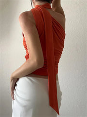 Tassels Y2K Halter Sleeveless Slim Fit Off Shoulder Cropped Mini Vest Aesthetic Summer  New Crop Top