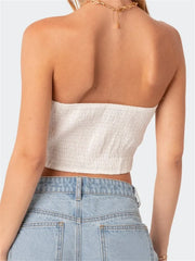 Tube Top Cropped Strapless Backless Tie-up Mini Slim Fit Summer Off Shoulder Party Clubwear  Crop Top