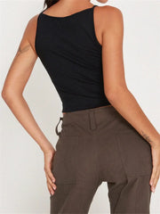 Solid Color Sleeveless Streetwear  New Slim Fit Causal Mini Vest Female Clothes Crop Top