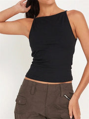 Solid Color Sleeveless Streetwear  New Slim Fit Causal Mini Vest Female Clothes Crop Top