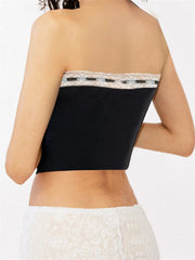 Tube for Strapless Off Shoulder Y2K Fairy Grunge Sleeveless Summer Lace-up Mini Vest Streetwear Crop Top