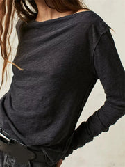 Casual Loose Fit Solid Color Spring Fall Pullovers Basic Tees Shirts Streetwear  T-shirts