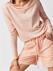 Casual Loose Fit Solid Color Spring Fall Pullovers Basic Tees Shirts Streetwear  T-shirts