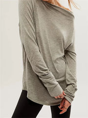 Casual Loose Fit Solid Color Spring Fall Pullovers Basic Tees Shirts Streetwear  T-shirts