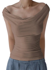 Solid Off Shoulder Backless Tie-Up Summer Casual Top Streetwear  T-shirts