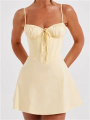 Y2K Corset Bodycon Sequined Tie-Up Mini Dresses