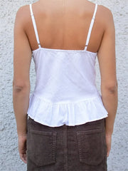 Summer Sleeveless Strap Lace Patchwork Slim Cropped Vest Backless V-Neck Slim Streetwear  Crop Top