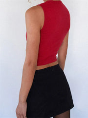 Bowknot Patchwork Sleeveless Low Cut Mini Vest Summer Fashion Slim Fit Cropped Streetwear Crop Top