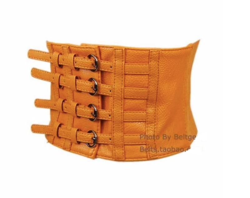 American four-breasted lychee pattern thick PU leather Belt