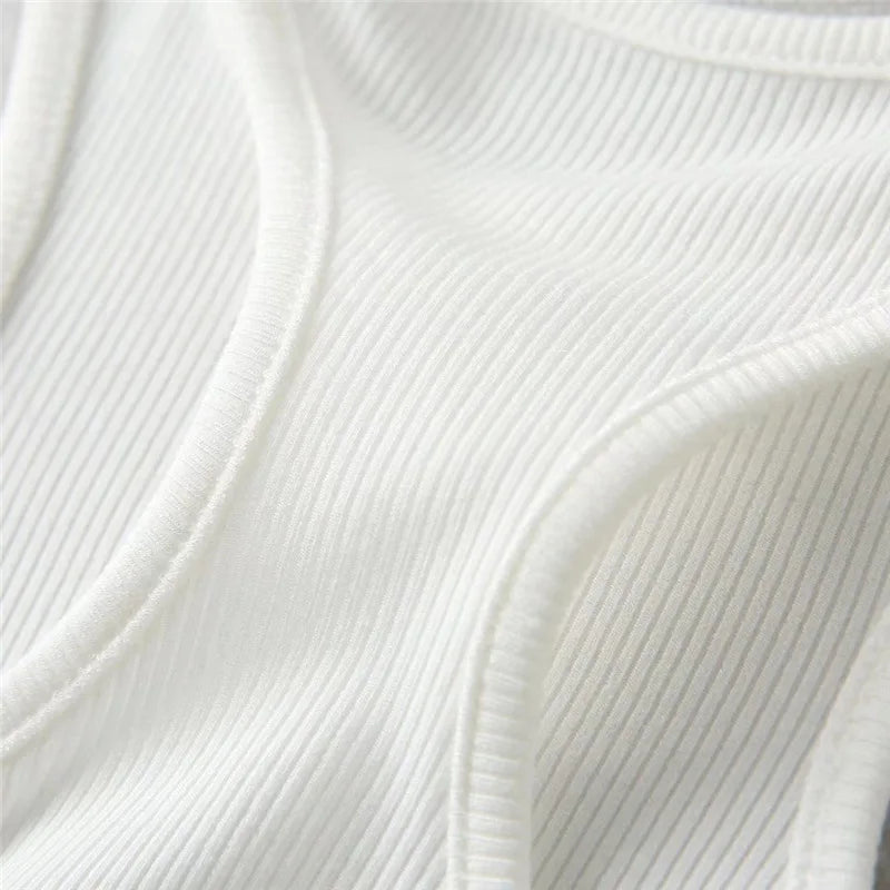 White Ribbed Knit Top for