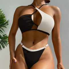 New Criss Cross Color Block Bikini Set