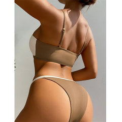 New Criss Cross Color Block Bikini Set