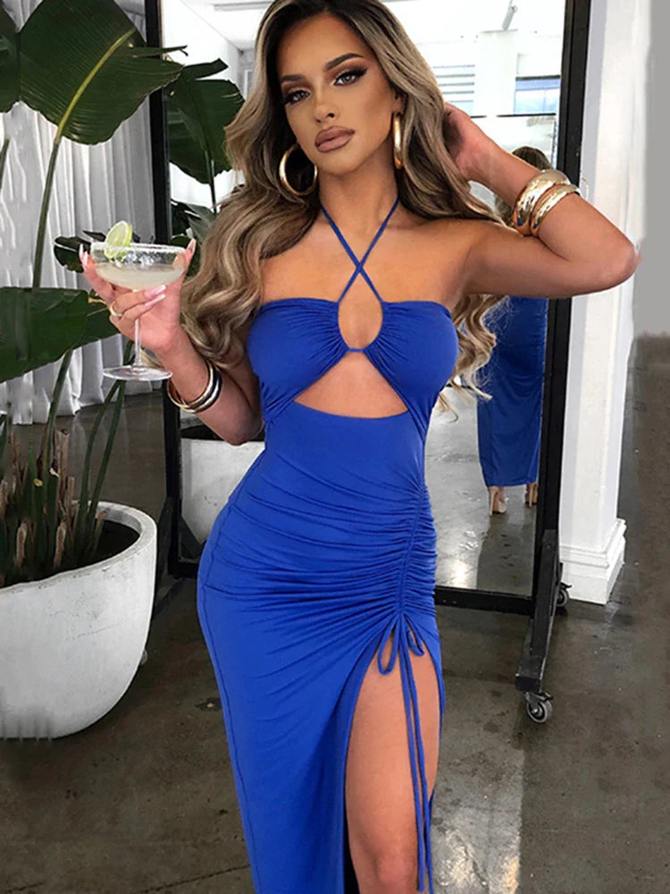 Hot Summer  Sleeveless Cut Out Club Party Vestido Midi Dress