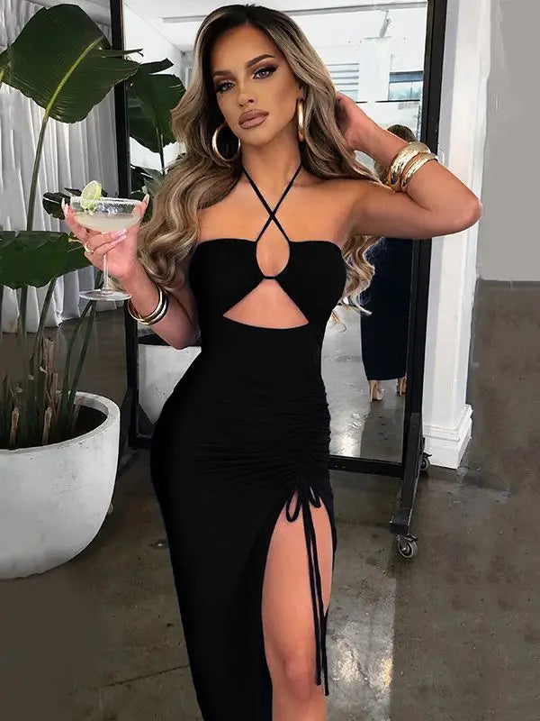 Hot Summer  Sleeveless Cut Out Club Party Vestido Midi Dress