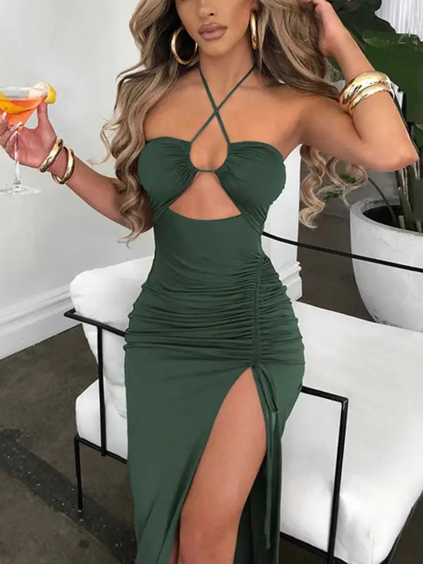 Hot Summer  Sleeveless Cut Out Club Party Vestido Midi Dress