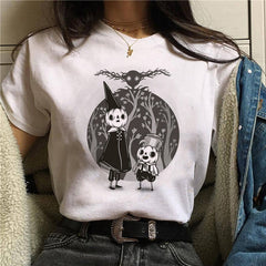 Cute Cartoon Cat Mushroom Print T Shirt