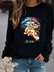 Long Sleeve Crew Neck Printed Sweatshirt