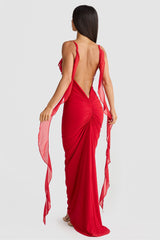 Cornelia Ruffle Floral Applique Maxi Dress