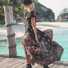 DeRuiLaDy New Summer  Boho Beach Maxi Dress