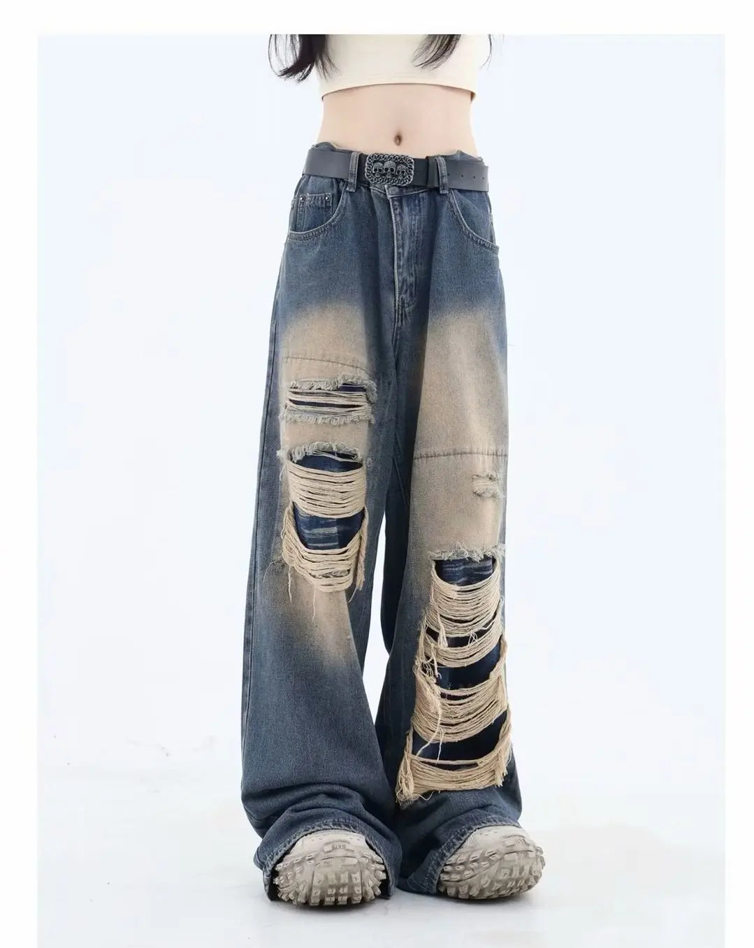 Korean Streetwear Gyaru Kpop Hippie Baggy Denim 's Jeans