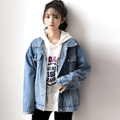 Denim Oversize Turn-down Collar Jacket