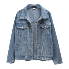 Denim Oversize Turn-down Collar Jacket